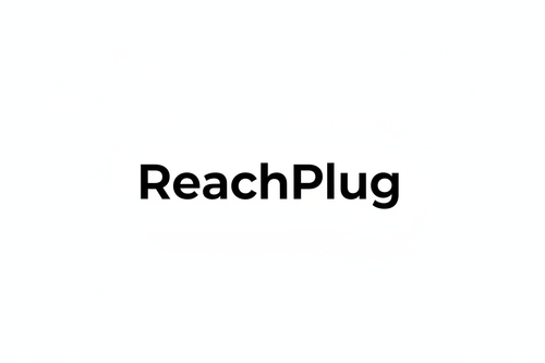 logo that is a plain black and white font for ReachPlug